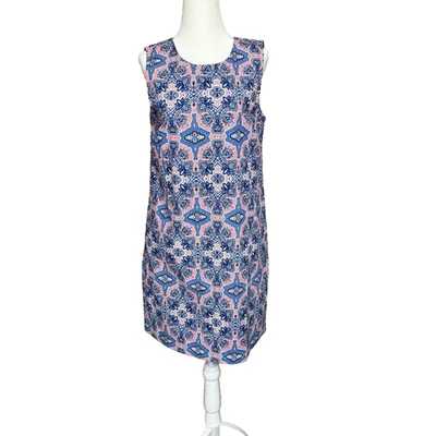 Vestido Tabitha Webb Talla 4 Sin Mangas Cachemira Floral Azul Rosa Algodón Elástico Nuevo con Etiquetas Foto 1 de 4