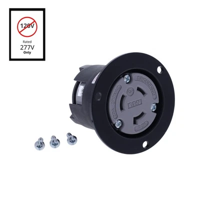 Receptáculo de salida con brida de bloqueo giratorio gris Eaton NEMA L7-20R 20A 277V AHCL720FO Foto 1 de 4