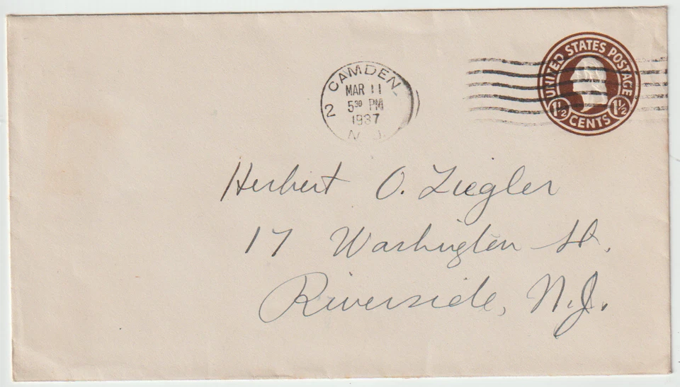 US Scott #U481 Die 1 Size 13 Used Entire 1 1/2c - Image 1 of 1