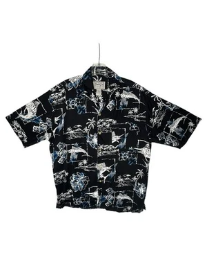 Camisa Bimini Bay manga corta abotonada talla mediana flores hawaianas pez vela Foto 1 de 4