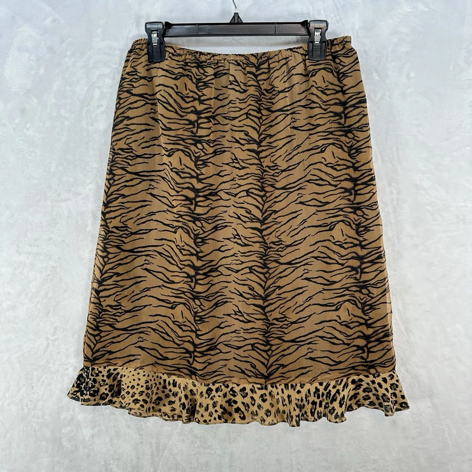 Falda vintage Sunny Leigh para mujer L estampado de tigre seda hada grunge Y2K Baddie Foto 1 de 4