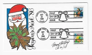 FDC Christmas Santa Cachet 1986 Hand Painted Bernard Goldberg Scott #2244-2245 - Foto 1 di 1