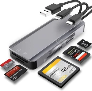 5-in-1 Multi Memory Card Reader,Aluminum SD/TF/CF/MS/M2/Micro SD Card Reader - Picture 1 of 6