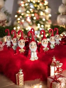 SELTEN 8 Vintage 50er MCM Arnart rote Keramik Weihnachtselfe Pixie Kitsch Figur - Bild 1 von 12