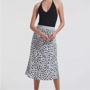 Falda midi ATM Anthony Thomas Melillo Cheetah 100 % seda plata pálida pequeña $350 - Imagen 1 de 11