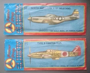 2 × VINTAGE POWER PROP GLIDERS P51 MUSTANG / TYPE 3 FIGHTER HIEN 1980s STYROFOAM - Picture 1 of 9
