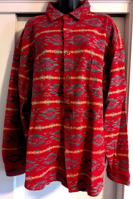 Camisa Western Barn Fly Para Hombres Manga Larga Botón Suroeste Azteca Rojo Gris - Talla L Foto 1 de 4
