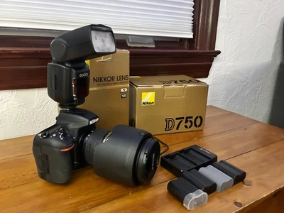 Nikon D750 24.3 MP SLR Camera bundle w/ Nikkor 24-70 2.8 lens & Godox Flash - Image 1 of 4