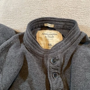 Abercrombie & Fitch Shirt Mens XXL Gray Muscle Y2k Henley Long Sleeve Thermal - Picture 1 of 6