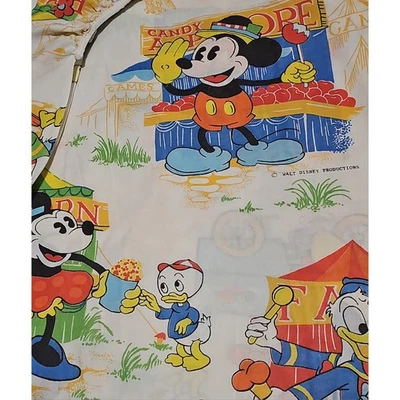 Sábana Ajustable Doble Vintage Años 80 Disney Mickey Mouse Minnie Donald Goofy Carnaval  Foto 1 de 4