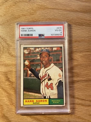 1961 Topps - Hank Aaron #415 Milwaukee Braves HOF PSA 4 HR King - Image 1 of 2