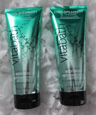2 x VITABATH COOL SPEARMINT & THYME W/EUCALYPTUS BODY WASH Ea 10 FL OZ 295 mL