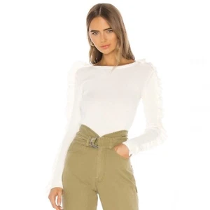 $315 SEE BY CHLOE REVOLVE WHITE RUFFLE LONG SLEEVE KNIT SWEATER XS - Picture 1 of 9