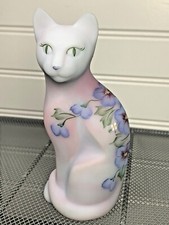 Fenton Blue Burmese Satin Blue Glass Cat Signed J. Jefferies & Numbered (5B)