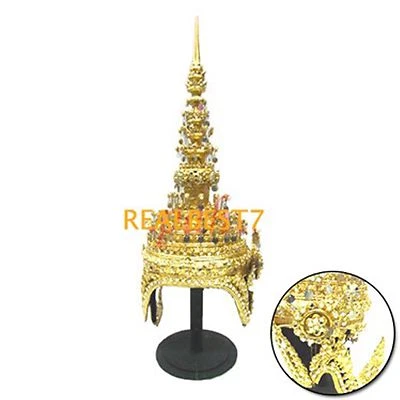 Juego de corona cabeza bailarina tailandesa Ángel V Chada oro premium con joyas y hoja de oro CLA210 Foto 1 de 4