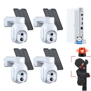 Akku Solar Überwachungskamera Set Außen Funk Audio 10CH Wireless NVR Festplatte - Bild 1 von 8