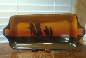 Rare Vintage Royal Doulton Orange And Brown Porcelain Handled Tray 14.5" x 6.25" - Picture 1 of 8