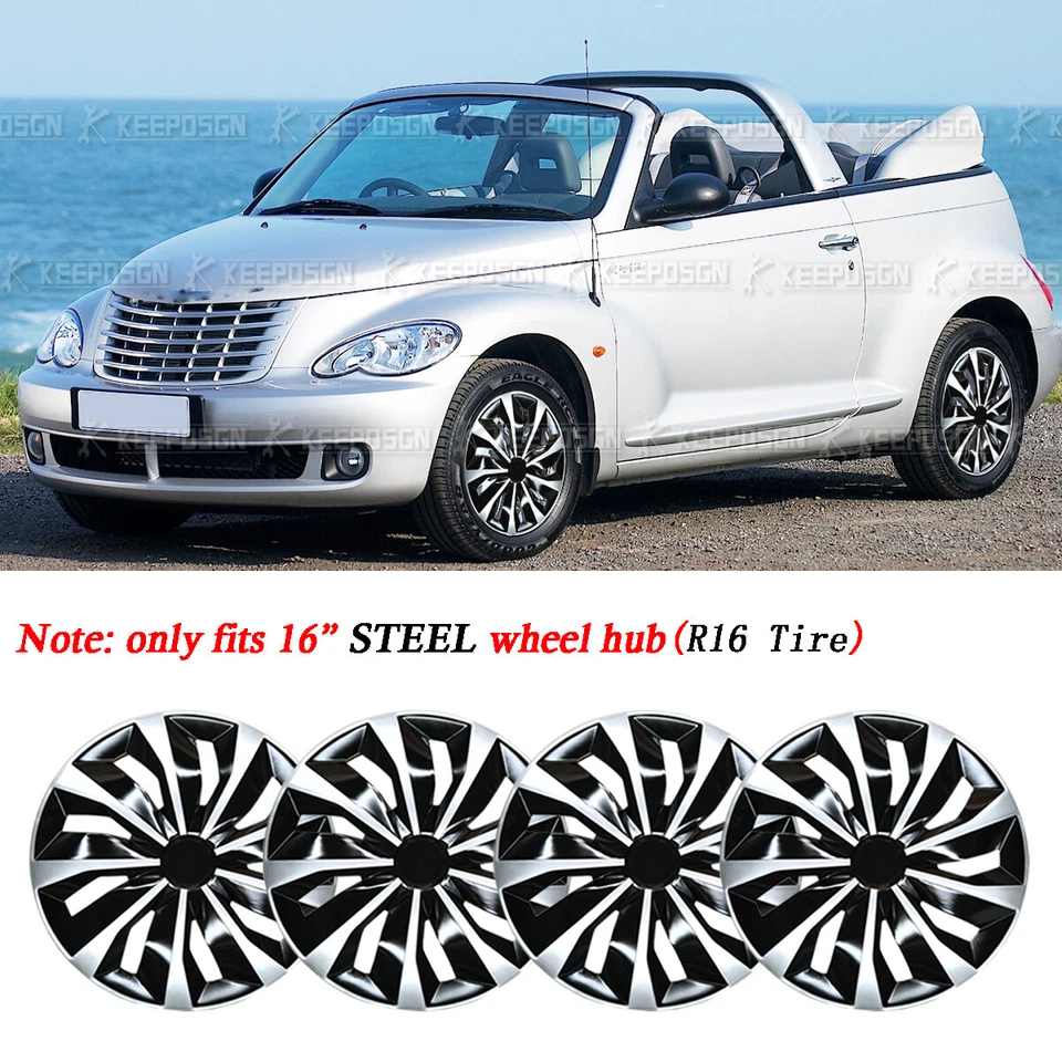For Chrysler PT Cruiser Voyager R16 Steel Wheel Rim ABS Hub Caps Hubcaps Covers - Image 1 of 4