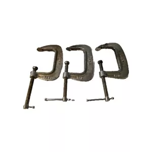 (3)S.H.C. Malleable Iron C Clamps 1" - 3" Used Some Rust Welding Wear Vintage - Picture 1 of 8