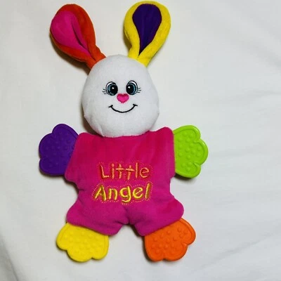 Mordedor de felpa rosa Little Tikes Danara Little Angel Bunny Rabbit 10" ojos cosidos Foto 1 de 4