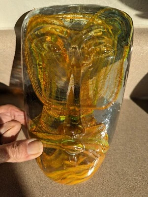 Cara de vidrio artístico remolino dorado soñador Sky Brothers Of Mexico de colección Jaramillo Brothers of Mexico 8"x 5 Foto 1 de 4