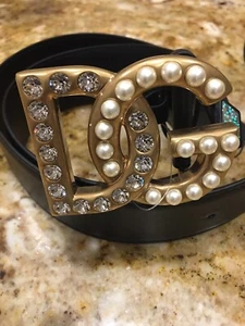 Dolce Gabbana Swarovski Crystal & Pearl Black Women Belt - Picture 1 of 5