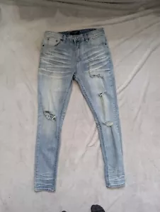 Se'renade Men's Destroyed Wash Slim Distressed Skinny Denim Jeans Size 32 - Picture 1 of 15