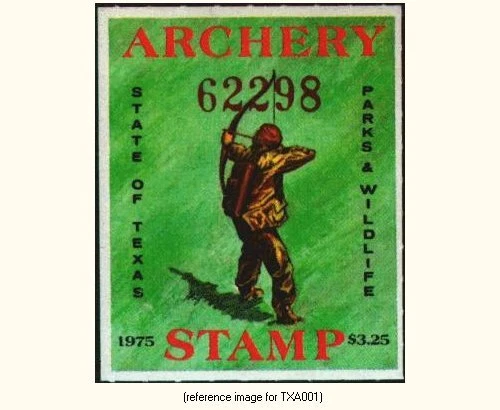D2K Texas Archery Stamp 1975 $3.25 - Image 1 of 1