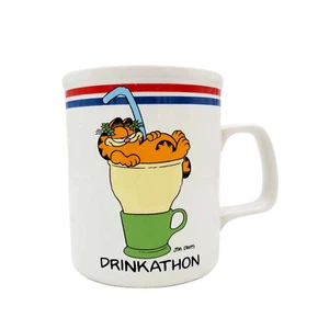 Vintage Enesco Garfield "Drinkathon" Ceramic Coffee Mug - Picture 1 of 5