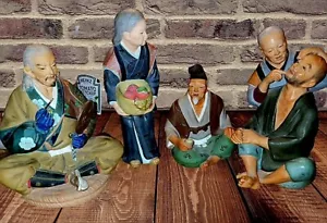 Vintage Hakata Urasaki Puppe Ton Figur Viererset SEHR SELTEN - Bild 1 von 5