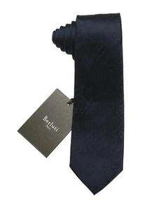 Corbata ajustada Berluti $270 nueva con etiquetas Scritto Midnight azul marino jacquard seda 2,9” 7,5 cm - Imagen 1 de 3