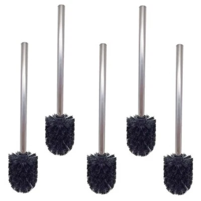 WC Bürste Edelstahl 5er Set Klobürste Bürstenkopf schwarz Ersatz Toilettenbürste - Bild 1 von 4