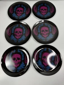 Halloween Plates - Hyde And Eek Purple Skull Melamine Dinner Plates Set Of 6 - Picture 1 of 4