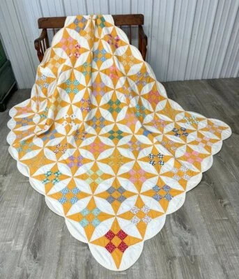 ¡Clásico! C 1930s Mejorado Nueve Parches Edredón Vintage Cheddar Sacos de Alimentación Foto 1 de 4