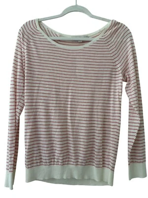 Suéter Ann Taylor Loft Mujer Naranja y Blanco Rayas M Mezcla Algodón Foto 1 de 4