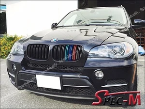 Rejilla delantera negra mate M Look con metal M tricolor para BMW E70 X5 X5M E71 X6 - Imagen 1 de 2