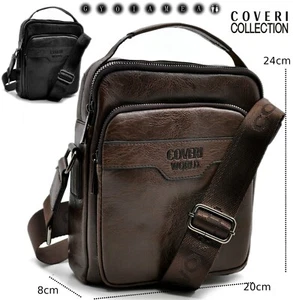 Borsello da Uomo COVERI Borsa a Tracolla in Pelle Grande Nero Marrone per Lavoro - Imagen 1 de 24