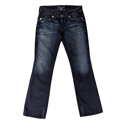 Pantalones de mezclilla Big Star Liv tiro bajo para mujer 27R x 32 corte bota lavado oscuro azul índigo Foto 1 de 4