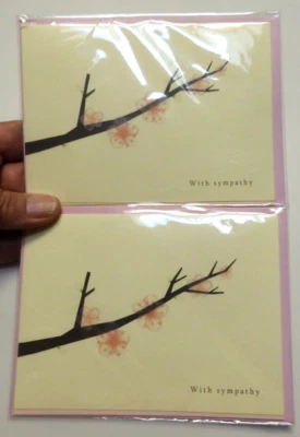 2 Papyrus Cards High Quality SYMPATHY Cherry Blossoms Thinking of You - Image 1 of 4