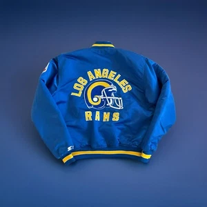 Vtg Los Angeles Rams Satin NFL Starter Jacket Size L Blue Big Logo USA Made RARE - Picture 1 of 24