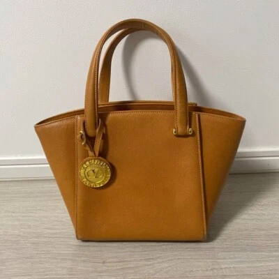 VALENTINO GARAVANI Handbag Gold Hardware Logo Camel Tote Bag Leather Authentic - Image 1 of 4