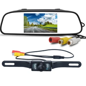 Car Rear View Backup Camera Waterproof Night Vision w/ 4.3" Mirror Monitor - Picture 1 of 24