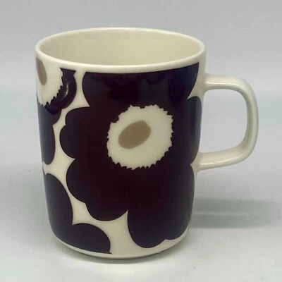 Taza de café color raro Marimekko Unikko marrón flor amapola 8,5 fl oz Finlandia Foto 1 de 4