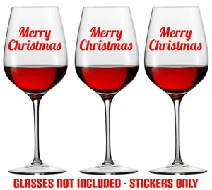 12 X CALCOMANÍA DE COPA DE VINO FELIZ NAVIDAD LOGOTIPO VENTANA NAVIDAD otros colores disponibles - Imagen 1 de 5