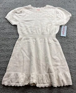 Cat & Jack Girl's Size Small (6-7) Short Sleeve Sweater Dress White - Picture 1 of 8