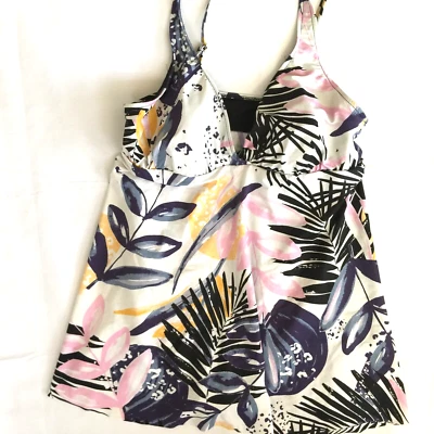 ROATAN SWIMWEAR SWIMDRESS BATHING SUIT WOMENS XL WHITE BLACK TROPICAL FLORAL - Image 1 of 4