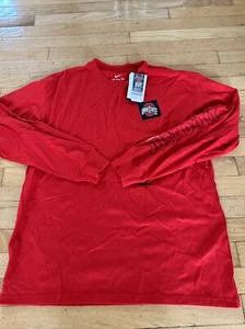 Nike NCAA Ohio State Buckeyes LS Cotton Tee Sz M DM2058 Red Men’s Football - Picture 1 of 8