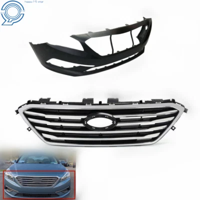 Front Bumper Cover & Grille Grill For 2015 2016 2017 Hyundai Sonata SE Standar Foto 1 de 4