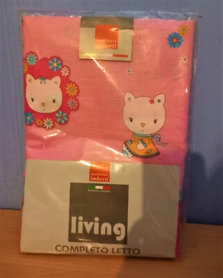 completo singolo lenzuola hello kitty rosa nuovo cotone 100% - Immagine 1 di 4