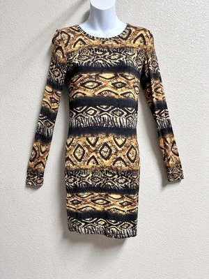 Vestido Camiseta Estampado Tribal Torn Ronny Kobo Bodycon Manga Larga Talla Pequeña Foto 1 de 4